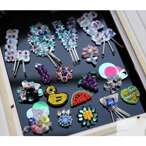 Watermelon pineapple grapes fruit sequins Rhinestones bead brooch patches applique vintage embroidered fabric sew on patch