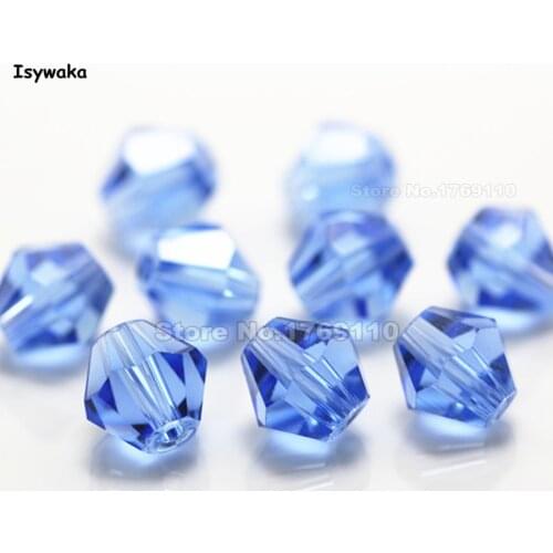 Isywaka 38pcs Light Blue Color 8mm Bicone Austria Crystal Beads charm Glass Beads Loose Spacer Bead for DIY Jewelry Making