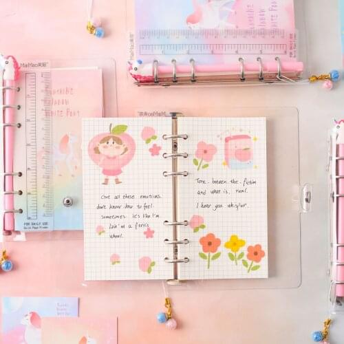 Ins Girl Loose-leaf Unicorn Ocean Cherry Blossoms Series Spiral Travelers Notebook 6 Hole Cute Removable Diary Gift Suit A6