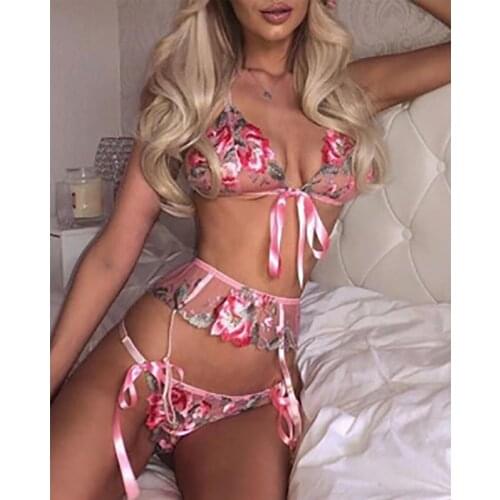 Women Embroidery Lace Bralette Push Up Wireless Bra Mujer Seamless Underwear Sexy Lingerie Backless See-through Nightwear