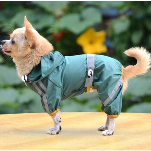Reflective Pet Dog Raincoat Waterproof Hooded Rain Coat Jackes Four-leg Raincoat Puppy Cat Shrinkable Jumpsuit Rainwear Clothes