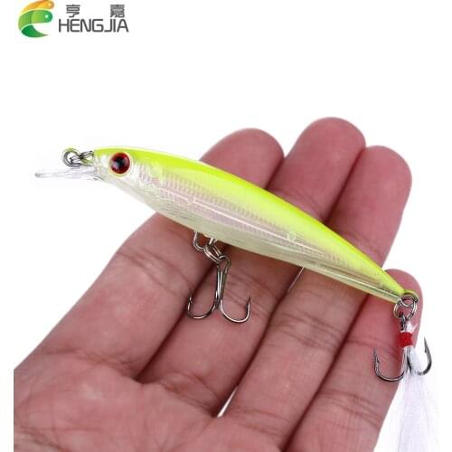 HENGJIA 2019 fishing lure 8g 9cm Plastic Minnow Hard bait Wobbler Artificial Isca Tackle with 6#feather Treble hook