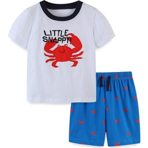 Summer Boys Clothing Set Childrens Clothing Sets Animals Embroidery Cotton Cute Outfits Kids 2 Pcs Suits