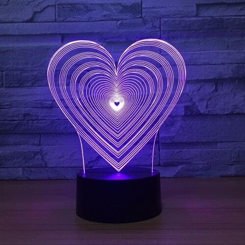 Colorful Heart 3D Optical Illusion Lamp USB LED Night Light Bluetooth Speaker Lamp for Children Birthday Gift Bedroom Decor