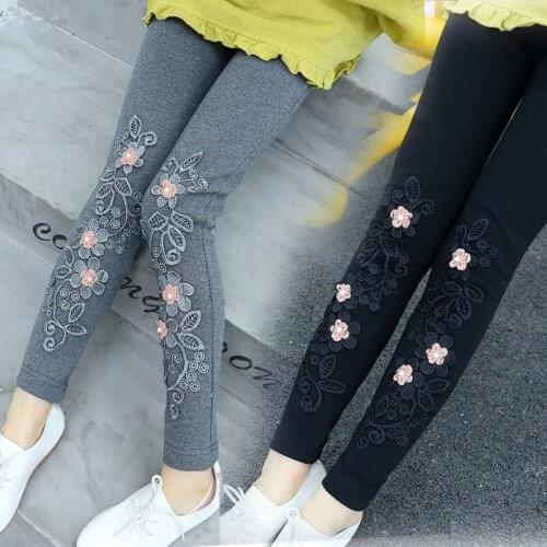5 6 7 8 9 10 Years Kids Girls Pants Fashion Flowers Skinny Pants Casual Elastic Waist Leggings for Girls Spring Autumn Trousers