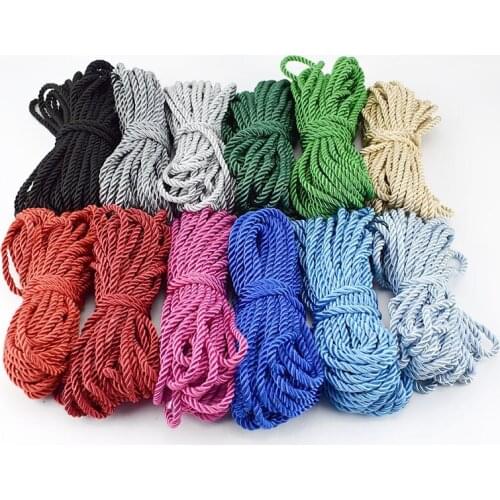 Meetee 30M 5mm 3 Shares Twisted Cotton Nylon Cords Colorful DIY Craft Braided Decoration Rope Drawstring Belt Accessories