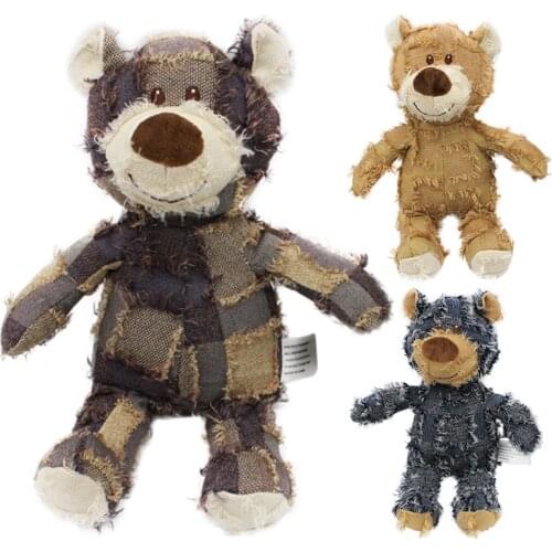 Cute Bear Shape Pet Dog Toys Squeaking Stuffed Plush Toys For Dogs Cat Chew Squeak Toy for Small Large Dogs Play Funny Training