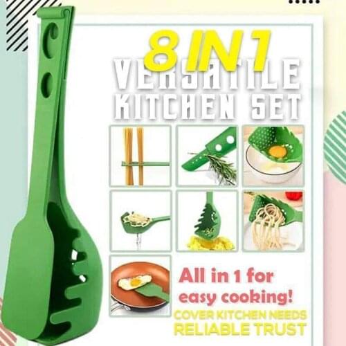 New 8 in 1 Versatile Kitchen Gadget Set Kitchen Gadgets Kitchen Spatula Spaghetti Spoon Spatula Colander Versat Dropship