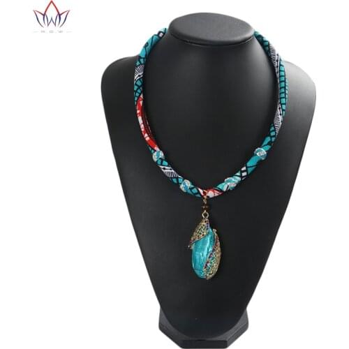 African Rope Pendant Choker Handmade Necklace Ankara Kente Fabric Textile Jewelry Necklace Womens Gift WYA010
