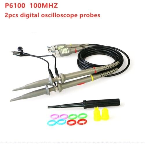 New 1X 10X 100MHz Alligator Clip Test Probe Accessories P6100 2Pcs High Precision Oscilloscope Probe Test line probe