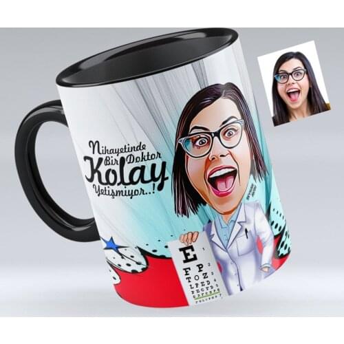 Personalized Women 'S Eye Doctor Caricature Of Black Mug cup-1