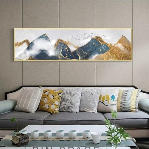 Modern Abstract Landscape Posters and Prints Wall Art Canvas Painting Mountains and Birds Picture for Living Room Decor No Frame