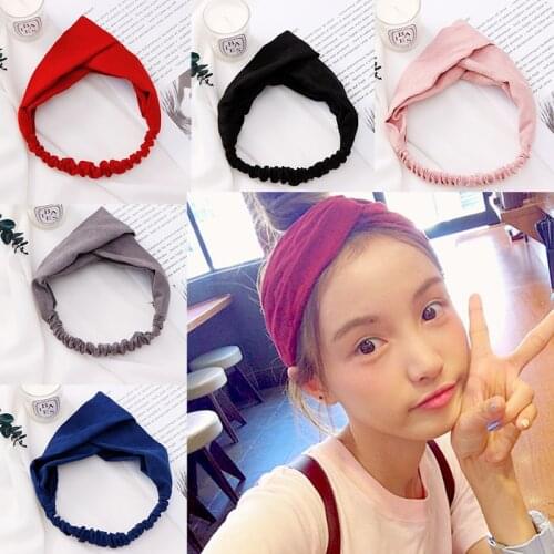 Women Fashion Colorful Suede Soft Solid Elastic Hair Bands Girls Vintage Cross Knot Headband Hairbands Bandanas Hair Accessories