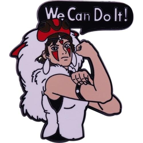 Princess Mononoke we can do it funny mash-up pin feminist flair addition