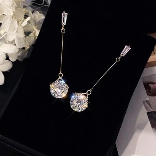 S925 Super Flash Crystal Earrings Temperament long Pendant Earrings Trend Women Earrings Wild Wedding Party Earrings