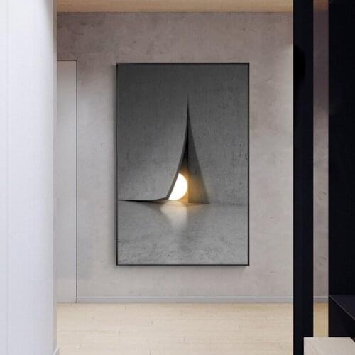 Gray Orange Light Industry Style Modern Nordic Canvas Painting Art Print Poster Picture Wall for Living Home Office Room Decor