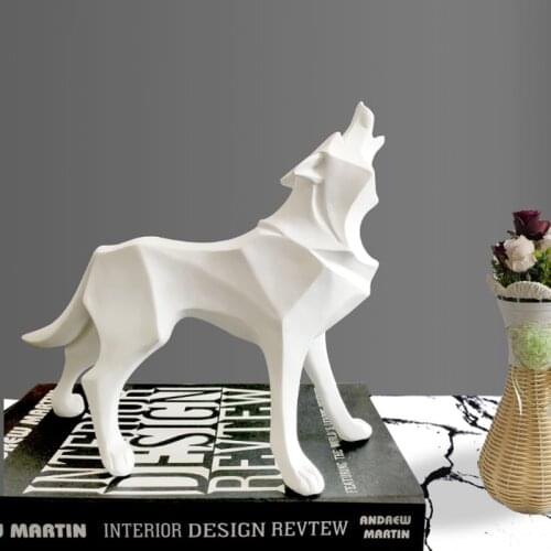 ERMAKOVA Wolf Statue Modern Abstract Geometric Style Resin Wolf Animal Figurine Office Home Decoration Accessories Gift