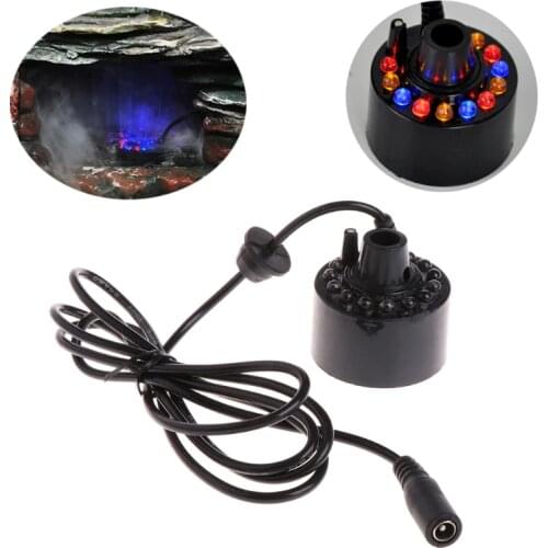 12 LED light Ultrasonic Mist Maker Fogger Water Fountain Pond Indoor Outdoor New l29k