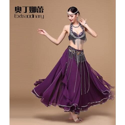 2017 Sale Polyester Women High Grade Stage Performance Bellydance Costumes New Belly Dance Bra+belt+skirt Suits 39667 + 68186