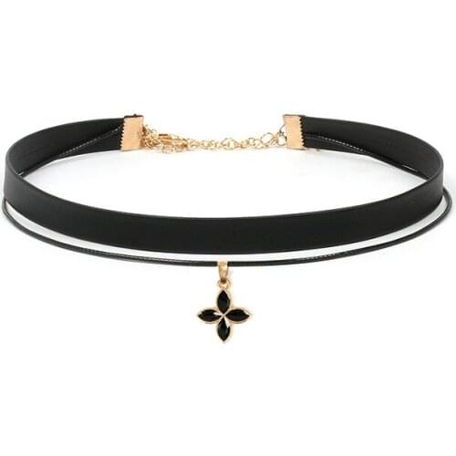 2021 Summer Fashion Harajuku Double Choker Lucky Four Leaf Clover Pendant Double Temperament Ladies Necklace Jewelry Gift