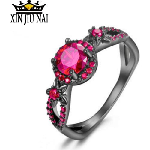 2colors Trendy Wedding Bands Alloy Black Color Love Ring Purple Red Cubic Zircon Rings For Women Fashion Party Ring Jewelry