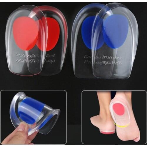 1Pair Shoe Silicon Gel Heel Cushion Insoles For Heel Spurs Pain Cushion Foot Massager Care Half Heel Insole Pad Height Increase