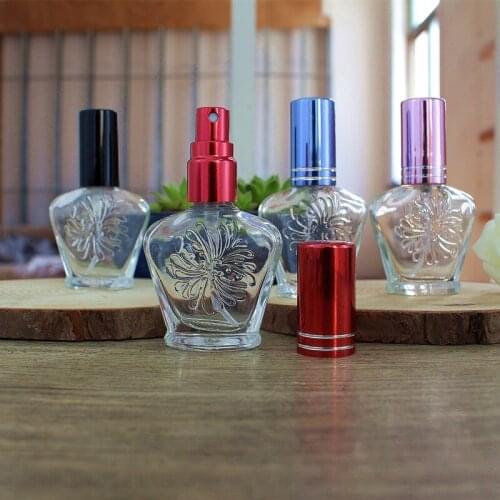 10ml Glass Empty Spray Perfume Bottle Vial Portable Small Glass Chrysanthemum Pattern Bottle 5PCS/LOT