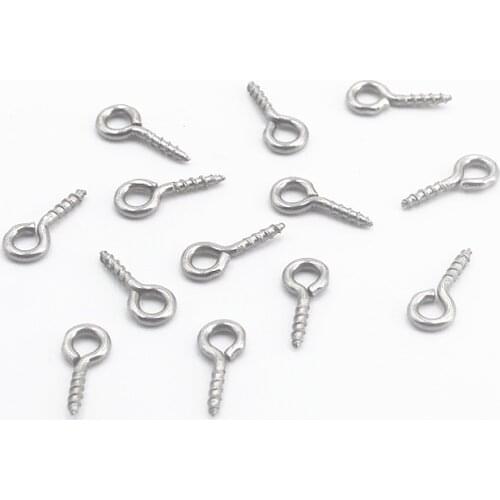 100pcs/lot Stainless Steel Stainless Steel Mini Micro Tiny Screw Eye Pin 10 12mm Bail Top Drill Hook Loop Connector DIY Finding