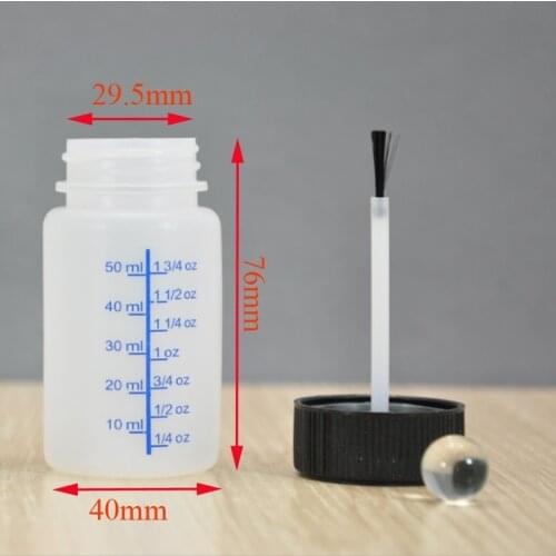 Wholesale 50ML Brush Bottle Safety Cover Glue Refill Plastic Bottle 50Pcs