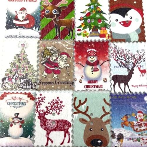 50pcs Mix Merry Christmas Wood Scrapbooking Sewing Buttons WB464