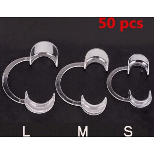50 Pcs Dental Material Orthodontic C Type Transparent Tooth Intraoral Lip Cheek Retractor Mouth Opener