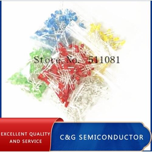 5x100pcs=500Pcs 3MM LED Diode Kit Mixed Color Red Green Yellow Blue White