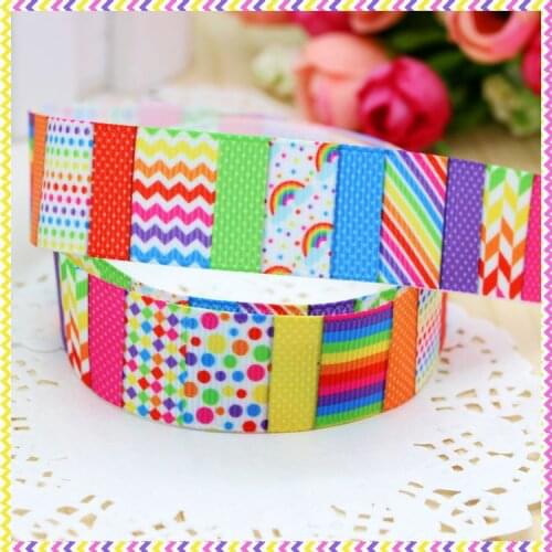 7/8'' Free shipping geometric pattern printed grosgrain ribbon headwear hair bow diy party decoration wholesale OEM 22mm B609