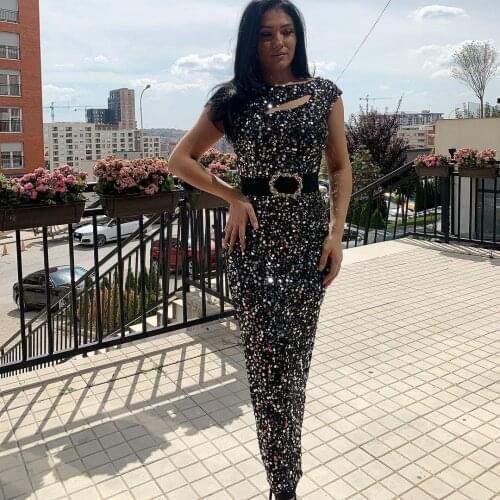 Sparkle Maxi Evening Dresses 2021 Sequin Mermaid Prom Gowns for Weddings Guest Wear Cap Sleeves vestidos formales