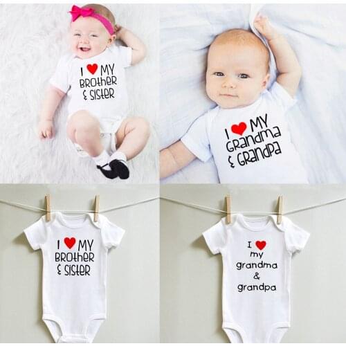 I Love My Brother and Sister Baby Bodysuit Funny Baby Jumpsuit Casual Baby Boy Girl Onesie Romper Summer Body Baby Clothes 0-24M