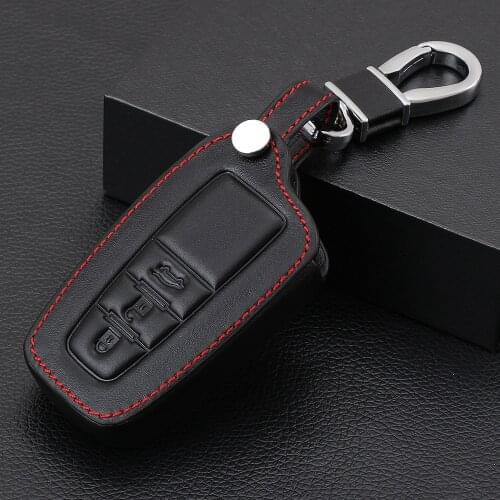 3 Button Genuine Leather Remote Car Key Case Cover Protector for Toyota Camry 2018 2017 Aygo RAV4 Corolla 2018 CHR/C-HR Prius
