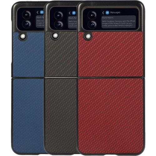 For Samsung Galaxy Z Flip 3 5G Case Carbon Fiber Texture PU Leather Full Protective Shockproof Back Cover Capa Fundas