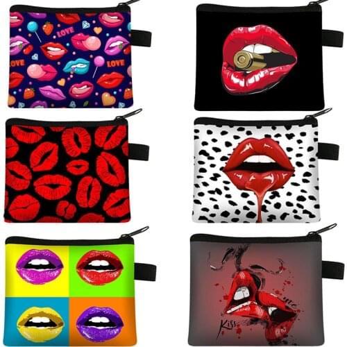 Red lips Temptation 3D Printing Coin Purse Ladies Portable Mini Card Holder Girl Shopping Fashion Coin Bag