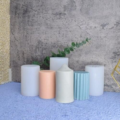 Round Cylindrical Scented Candle Silicone Mold DIY Simple Serrated Flat-topped Cylindrical Handmade Candle Mould