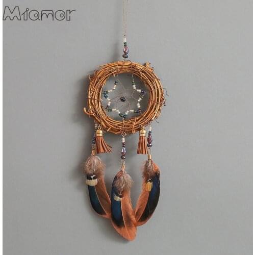 MIAMOR Retro Rattan Circle Dreamcatcher Bar & Car & Cafe Pendant Decor Kids BedRoom & Home Wall Hanging Decoration AMOR1152