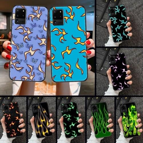 Fashion Flame Phone case For Samsung Galaxy Note 4 8 9 10 20 S8 S9 S10 S10E S20 Plus UITRA Ultra black tpu shell fashion funda
