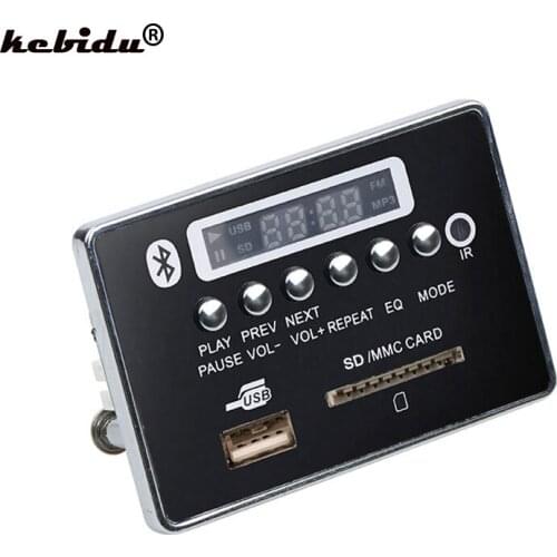 Kebidu Hands-free MP3 Decoder Board Bluetooth Module Car USB MP3 Player USB FM Aux Radio for Car Integrated Remote Control