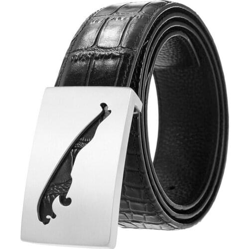 Men Crocodile Grain Stainless Steel Buckle Cowskin Alligator Leopard Belt Fashion Male Business Jeans Belts BCD073