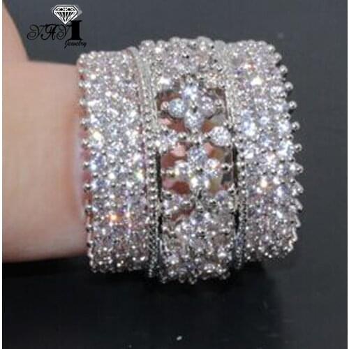 YaYI Fine Jewelry Fashion Princess Claw Set Cut White Cubic Zirconia Silver Color Engagement Wedding Party Lovers Gift Rings