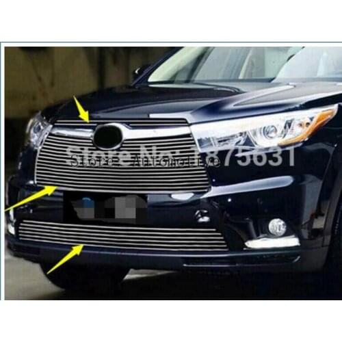 Front Grille Around Trim Racing Grills Trim for 2014 2015 2016 for TOYOTA HIGHLANDER 3PCS