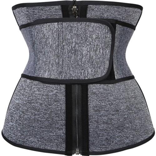 Front Zip Up And Paste Sticker Sweat Waist Trainer Sport Workout Girdle Comfortable Women Body Shaper For Postpartumn