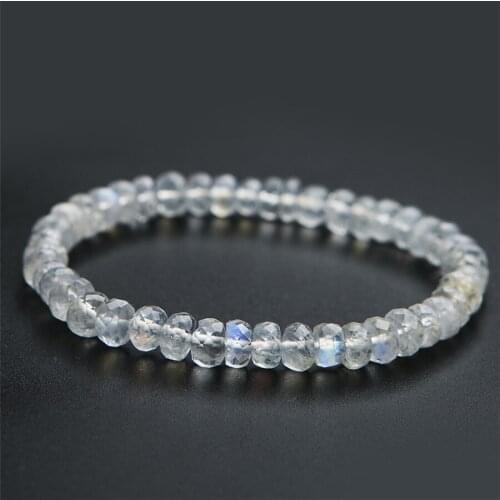 6mm Genuine Natural Blue Light Labradorite Bracelet Healing Crystal Faced Abacus Bead Natural Moonstone Bracelet Drop Shipping