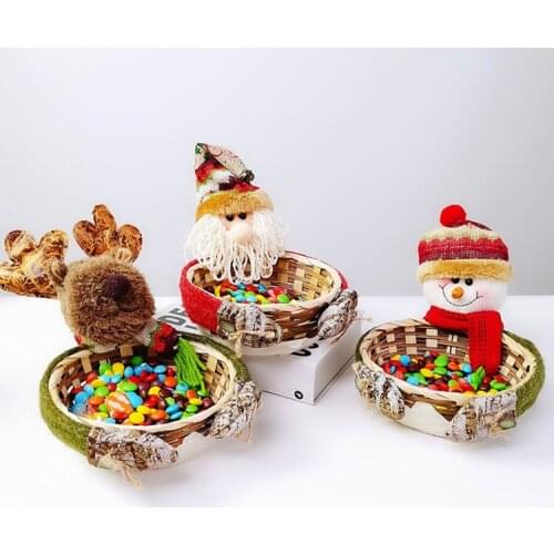 New Big Santa Basket Snowman Elk Candy Basket Christmas Decor Home Storage Basket Christmas Decorations home decor
