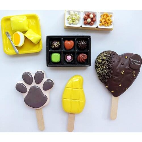 New Hand painted Mango Chocolate Ice Cream 3D Fridge Magnets World Travel Souvenirs Refrigerator Magnetic Sticker Home Decor