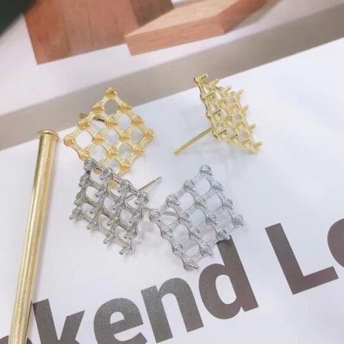 Charm DIY 925 Sterling Silver Earrings Findings Settings Base Mountings Parts Mounts for Coral Pearls Agate Crystal Stones Beads